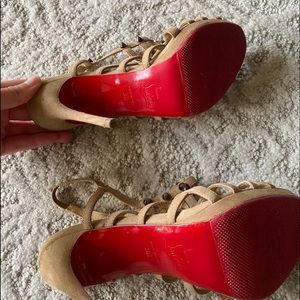 Christian Louboutin beige Guinevere 120 caged pump heels